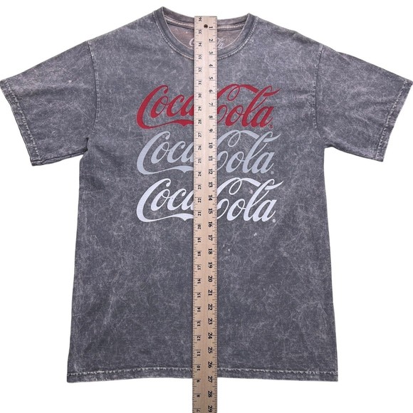 Coca-Cola T-shirt Medium Gray Acid/Bleach Wash‎ Spell-out Script - Picture 2 of 6